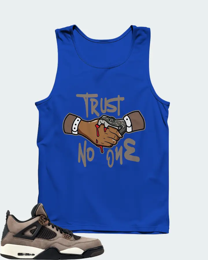 Jordan 4 Retro Sneaker Matching Royal Blue Tank Top - Trust No One