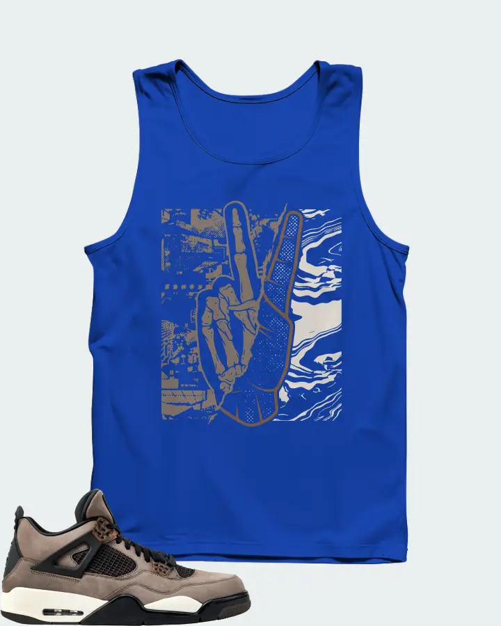 Jordan 4 Retro Sneaker Matching Royal Blue Tank Top - Peace of mind