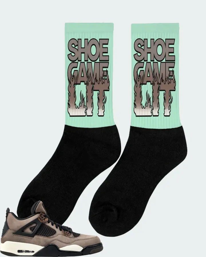 Jordan 4 Retro Sneaker Matching Mint Socks (Shoe Game Lit Refreshed) - View 3