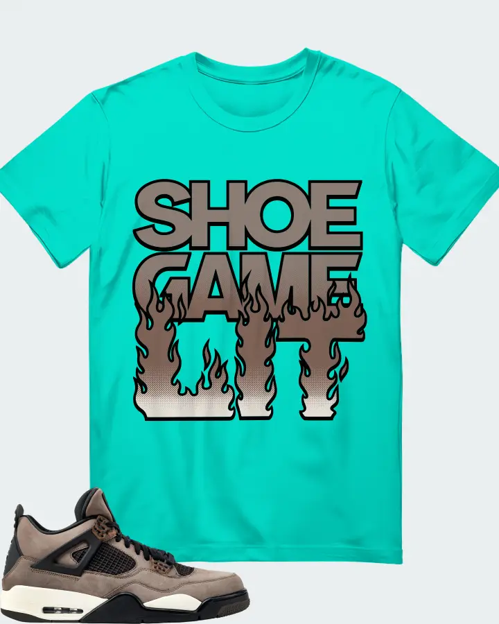 Jordan 4 Retro Sneaker Matching Teal T-Shirt - Shoe Game Lit Refreshed
