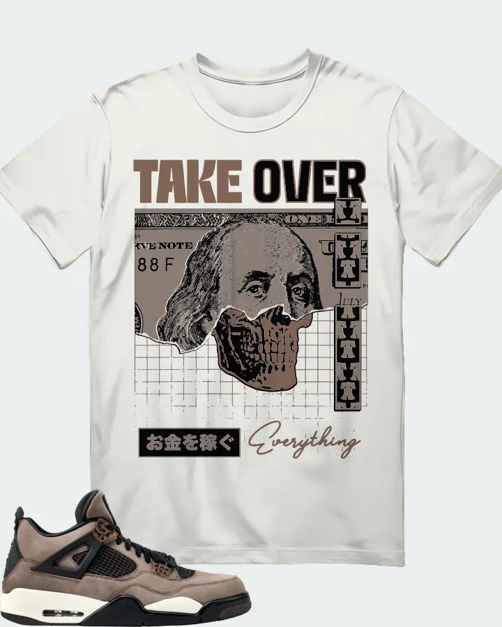 Jordan 4 Retro Sneaker Matching Ash T-Shirt - Take Over