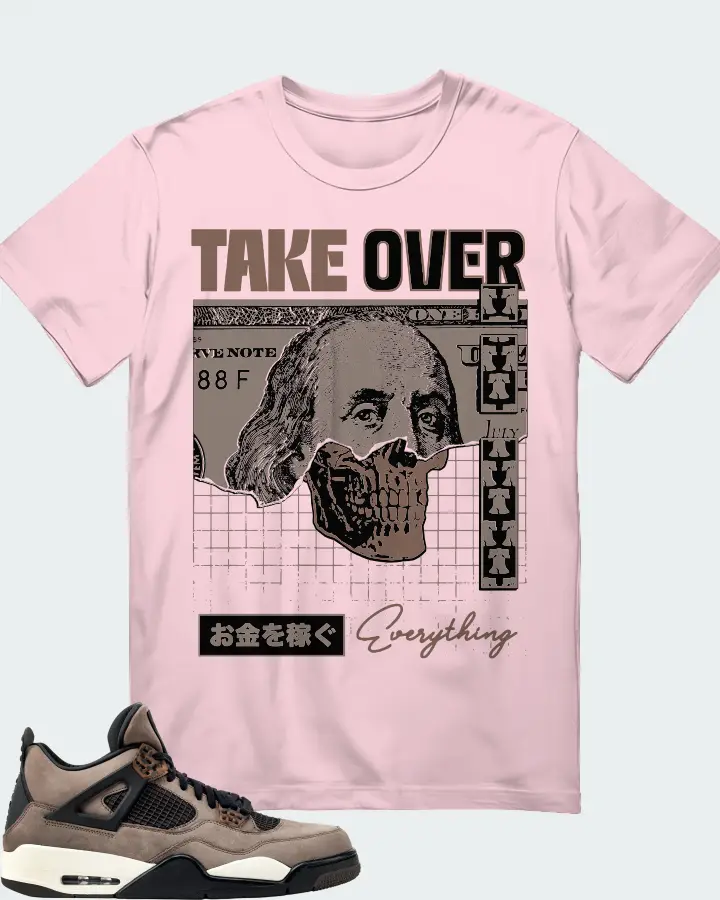 Jordan 4 Retro Sneaker Matching Soft Pink T-Shirt - Take Over