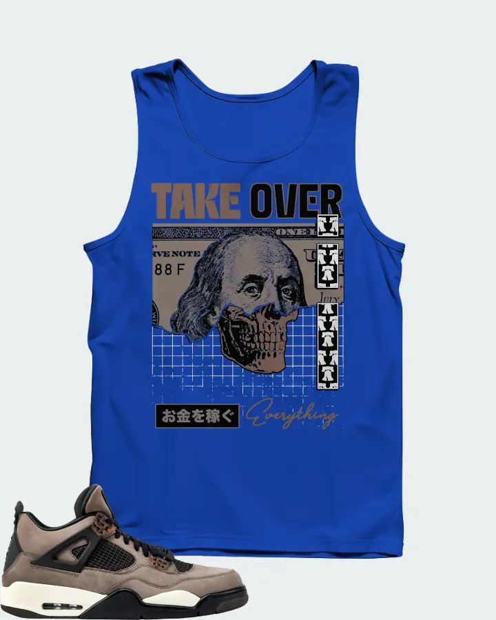 Jordan 4 Retro Sneaker Matching Royal Blue Tank Top - Take Over