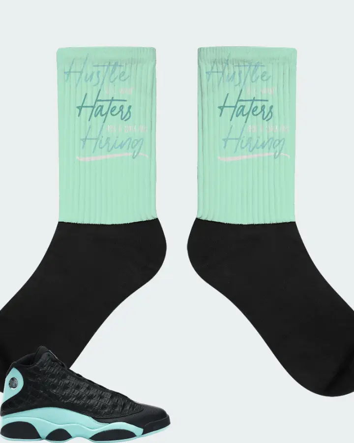 Jordan 13 Retro Sneaker Matching Mint Socks - HUSTLE TILL YOUR HATERS ASK