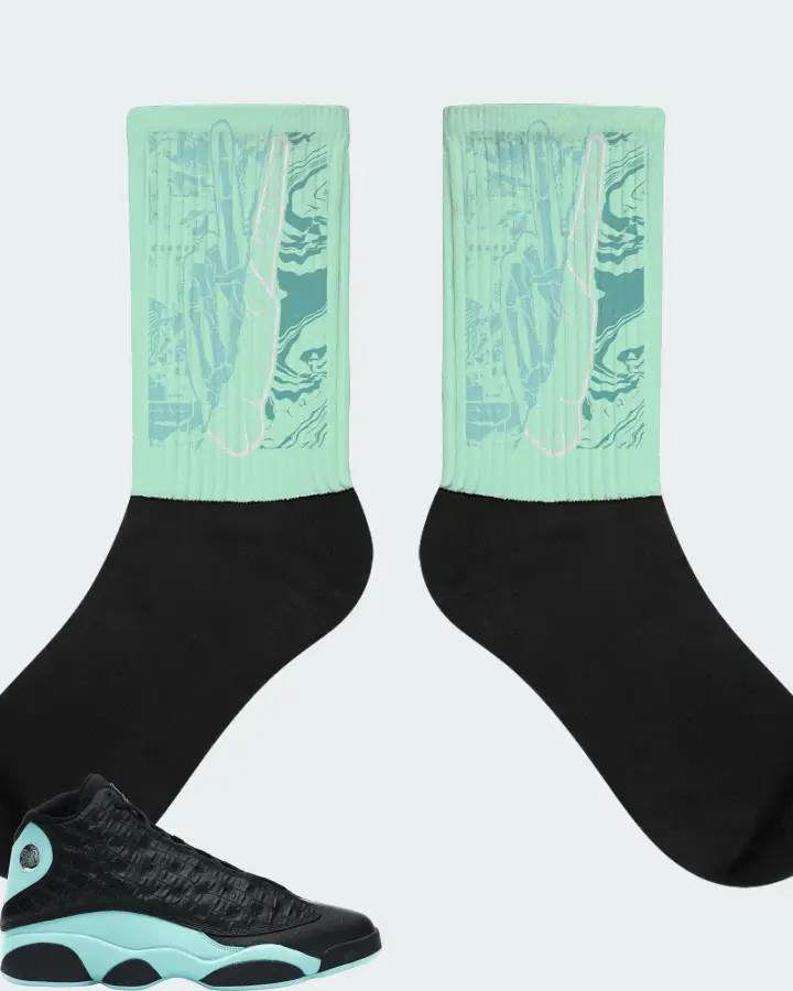Jordan 13 Retro Sneaker Matching Mint Socks - Peace of mind