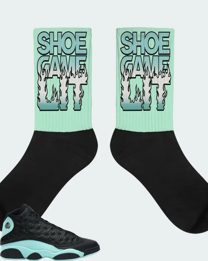 Jordan 13 Retro Sneaker Matching Mint Socks - Shoe Game Lit Refreshed