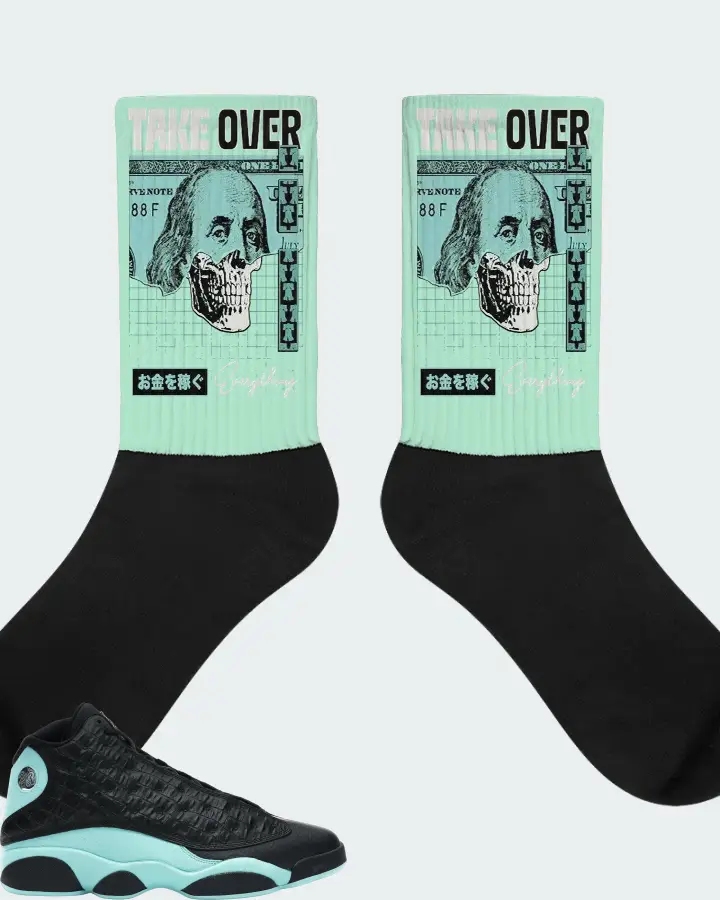 Jordan 13 Retro Sneaker Matching Mint Socks - Take Over