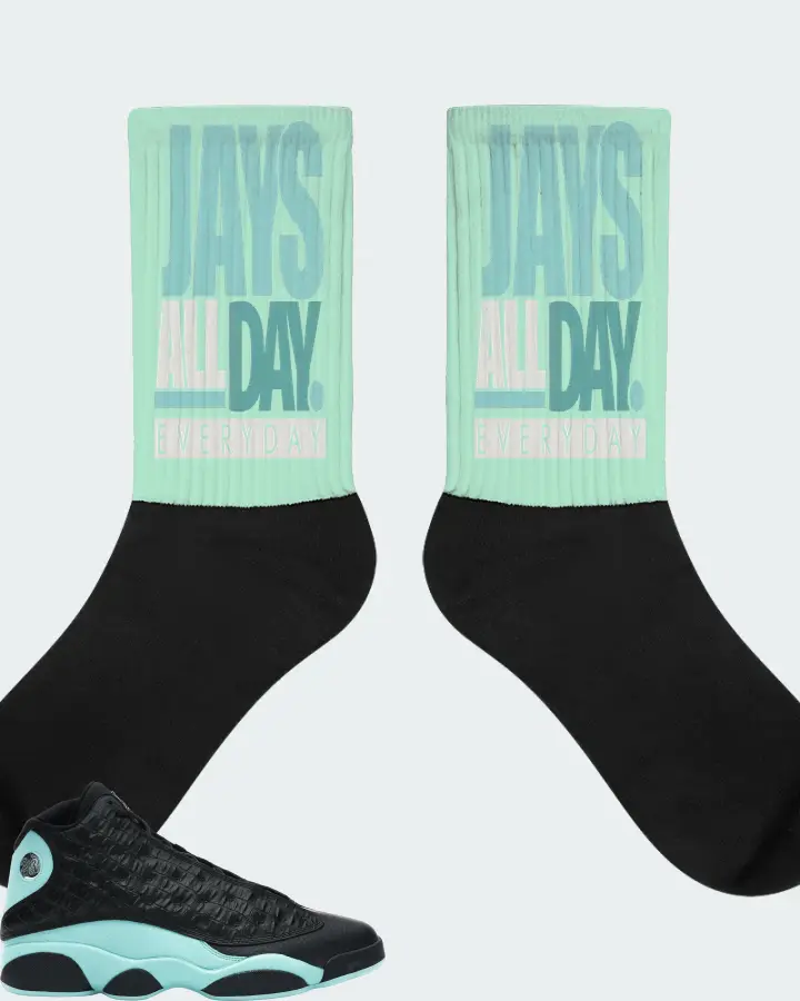 Jordan 13 Retro Sneaker Matching Mint Socks - Jays All Day