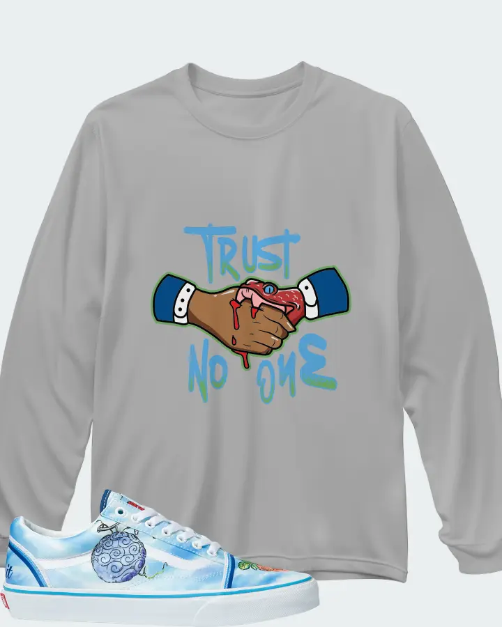 Vans Old Skool Sneaker Matching Grey Long Sleeve T-Shirt - Trust No One
