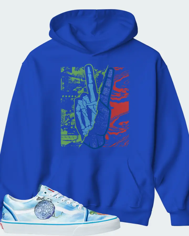 Vans Old Skool Sneaker Matching Royal Blue Kid's Hoodie - Peace of mind