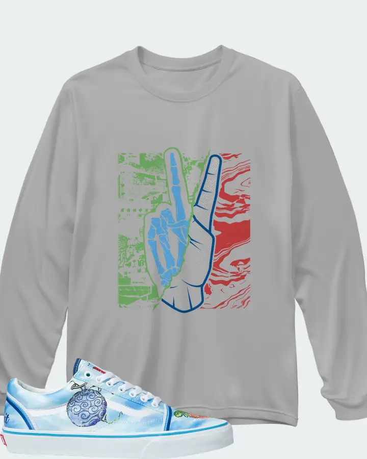 Vans Old Skool Sneaker Matching Grey Long Sleeve T-Shirt - Peace of mind