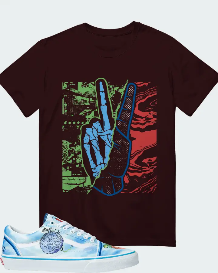 Vans Old Skool Sneaker Matching Oxblood Black T-Shirt - Peace of mind
