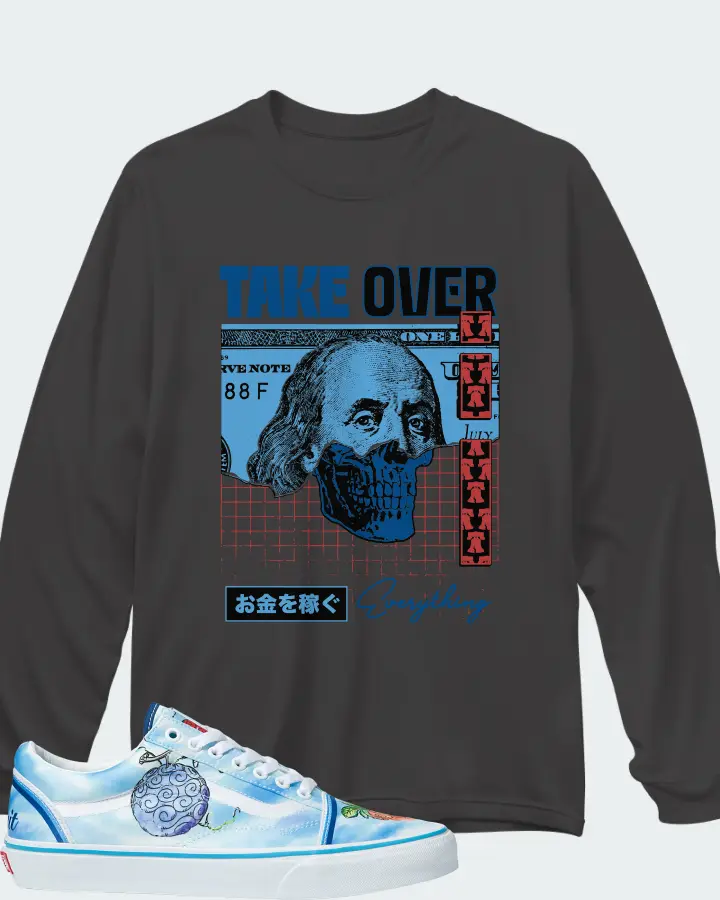Vans Old Skool Sneaker Matching Dark Grey Long Sleeve T-Shirt - Take Over