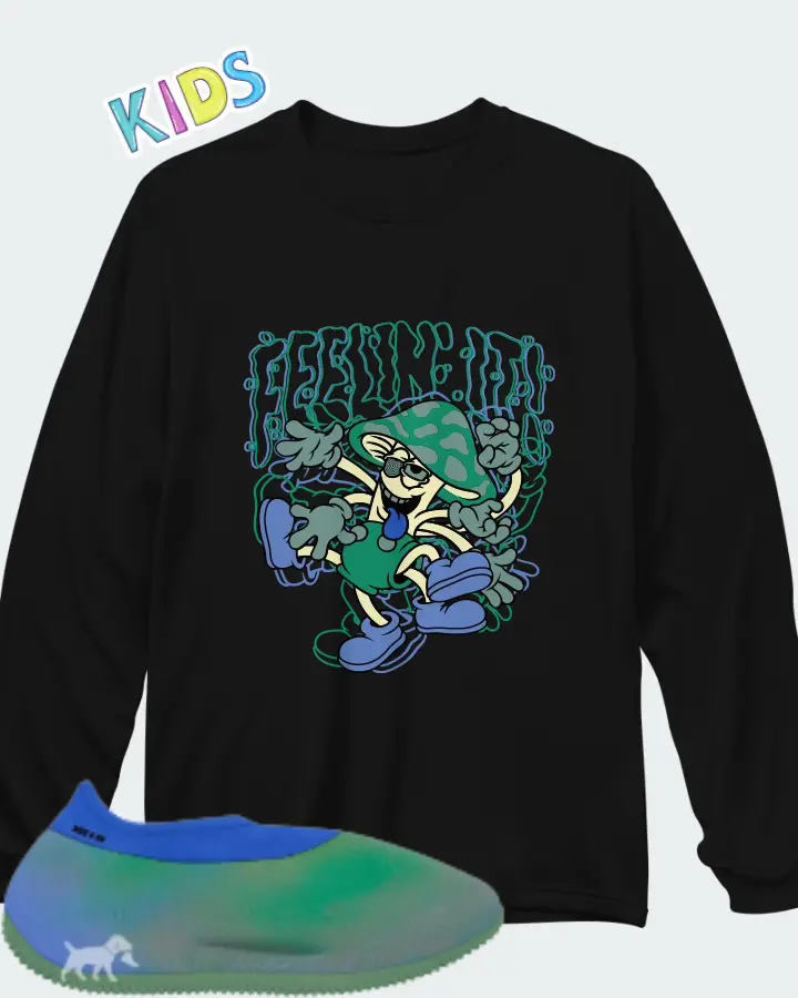 Adidas Yeezy Knit RNR Faded Azure Matching Kid's Long Sleeve T-Shirt