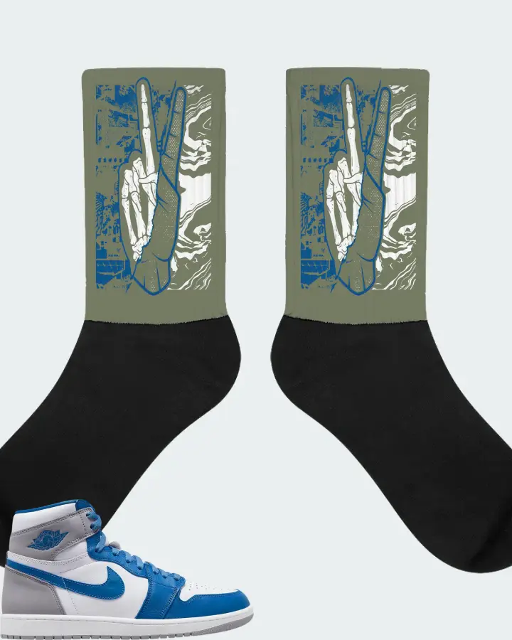 Jordan 1 Retro High OG Sneaker Matching Olive Socks - Peace of mind