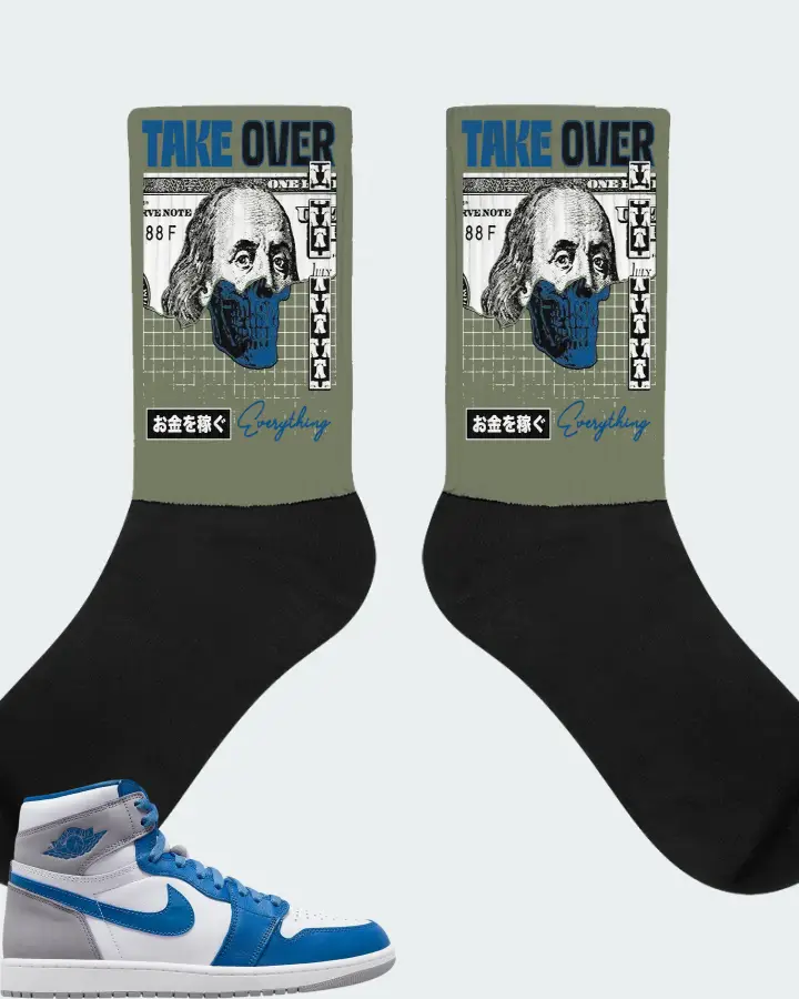Jordan 1 Retro High OG Sneaker Matching Olive Socks - Take Over