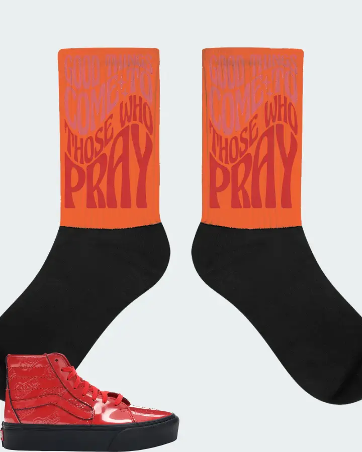 Vans Sk8-Hi Platform 2.0 Sneaker Matching Orange Socks - Good Things Come To Those Who Pray