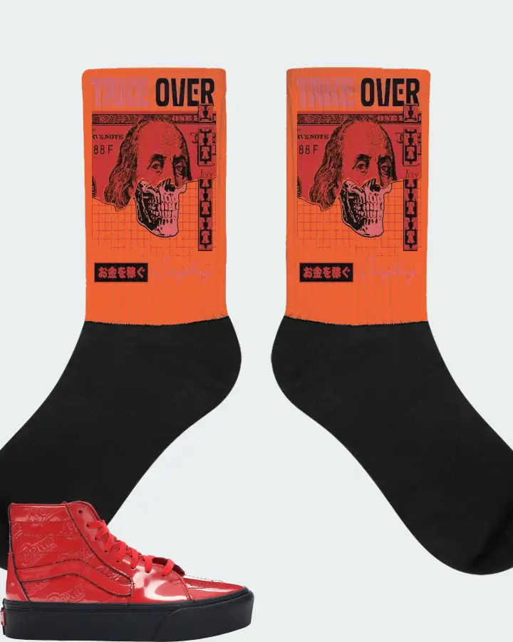 Vans Sk8-Hi Platform 2.0 Sneaker Matching Orange Socks - Take Over