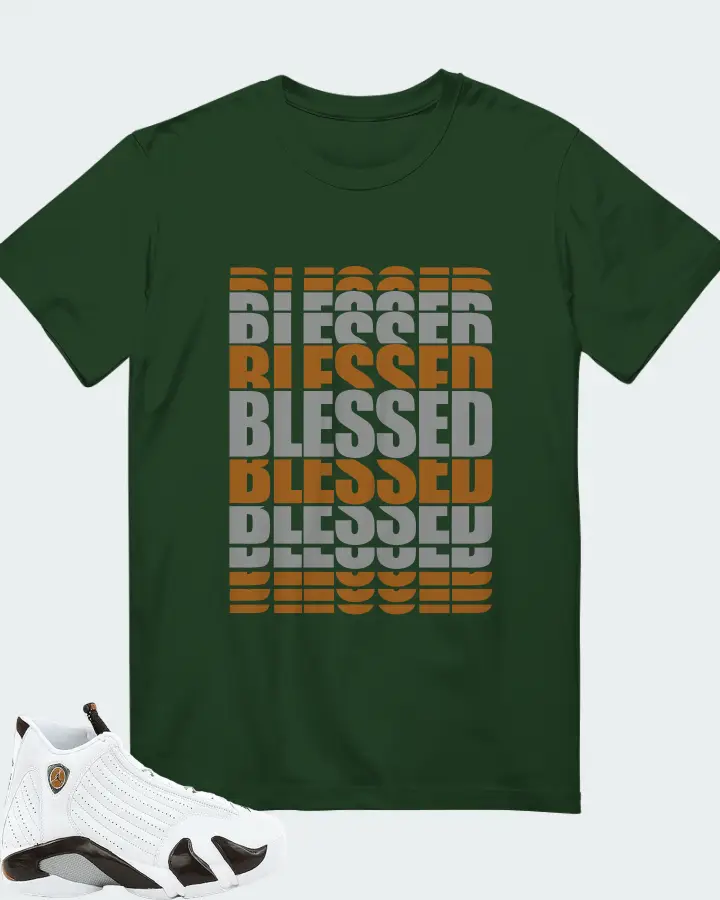 Jordan 14 Retro Sneaker Matching Forest T-Shirt - BLESSED Many Times