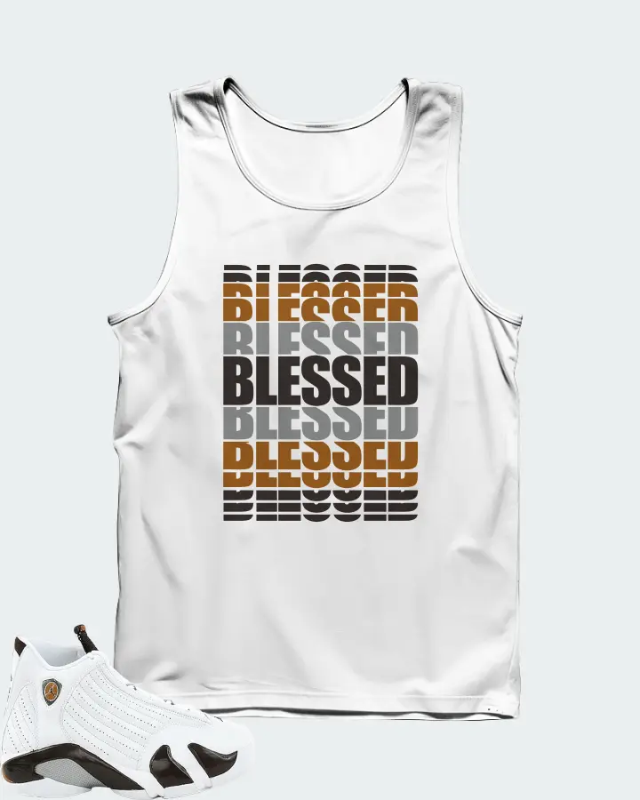 Jordan 14 Retro Sneaker Matching White Tank Top - BLESSED Many Times