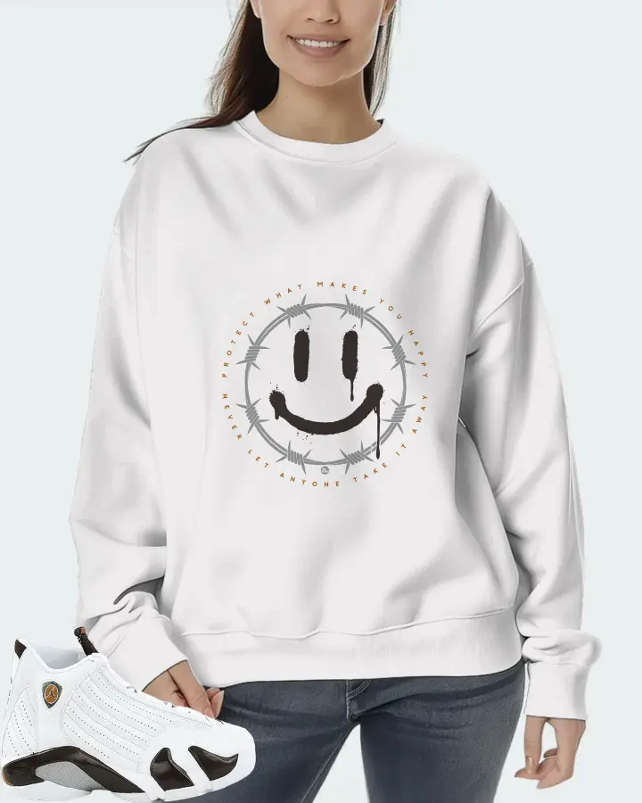 Jordan 14 Retro Sneaker Matching White Sweatshirt (PROTECT) - View 5