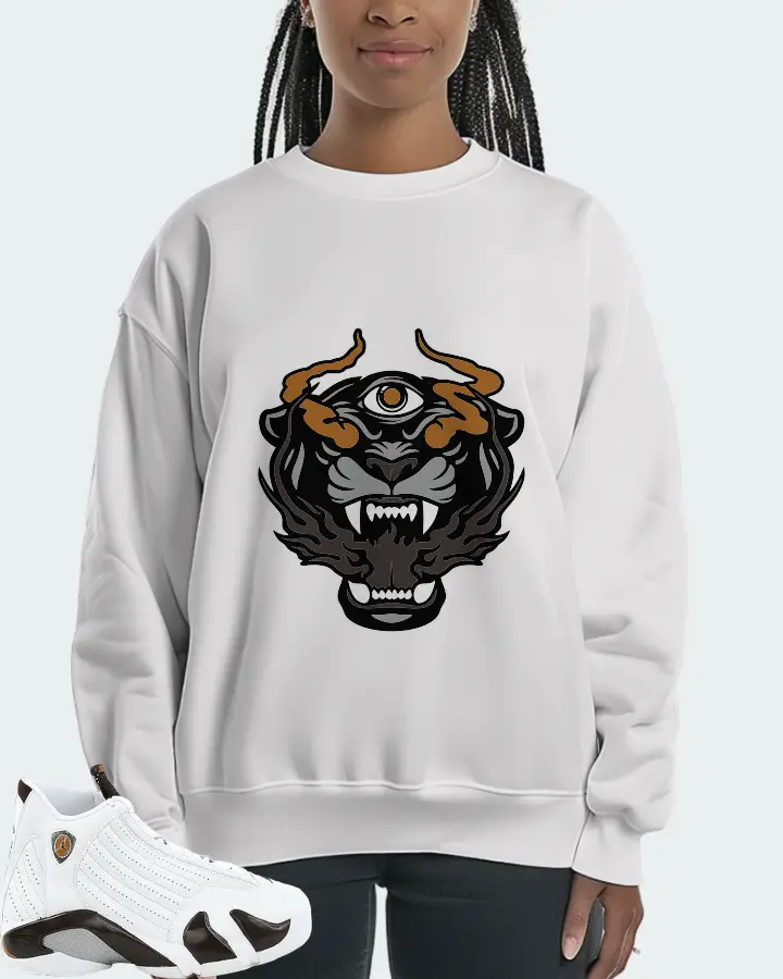 Jordan 14 Retro Sneaker Matching White Sweatshirt (The Beast) - View 3