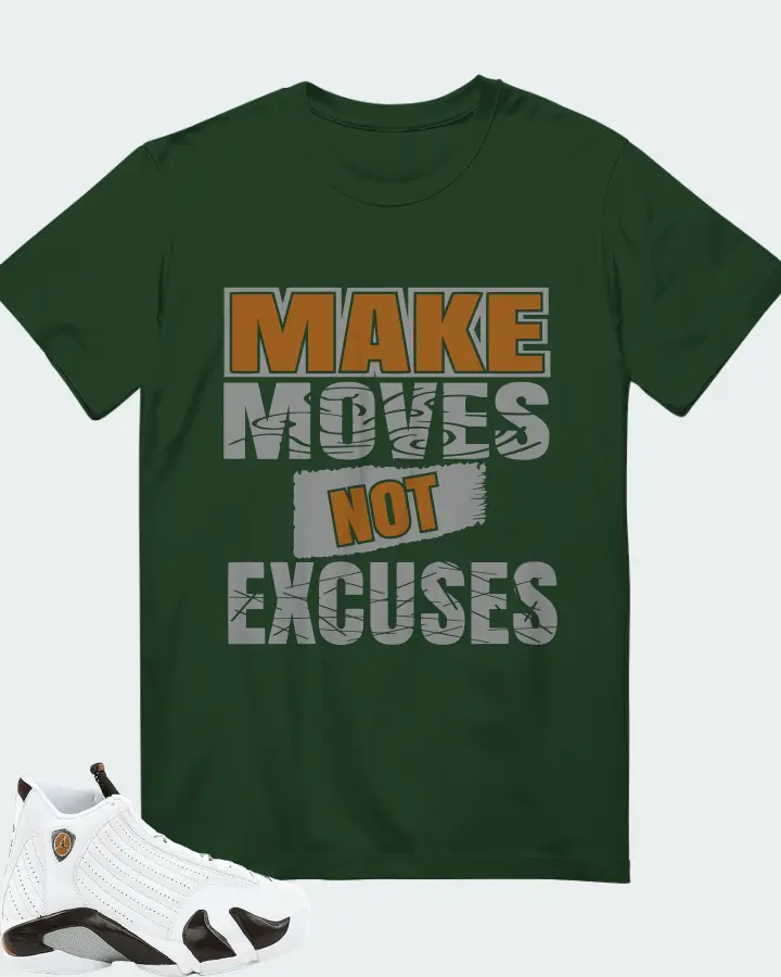 Jordan 14 Retro Sneaker Matching Forest T-Shirt - Make Moves Not Excuses