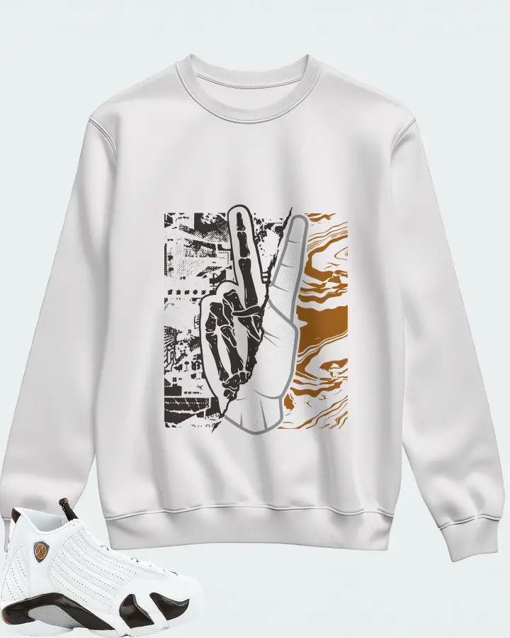 Jordan 14 Retro Sneaker Matching White Sweatshirt - Peace of mind