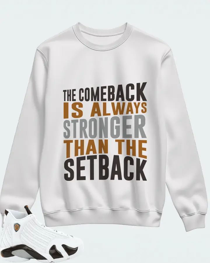 Jordan 14 Retro Sneaker Matching White Sweatshirt - The Comeback