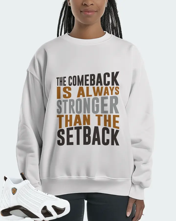 Jordan 14 Retro Sneaker Matching White Sweatshirt (The Comeback) - View 3