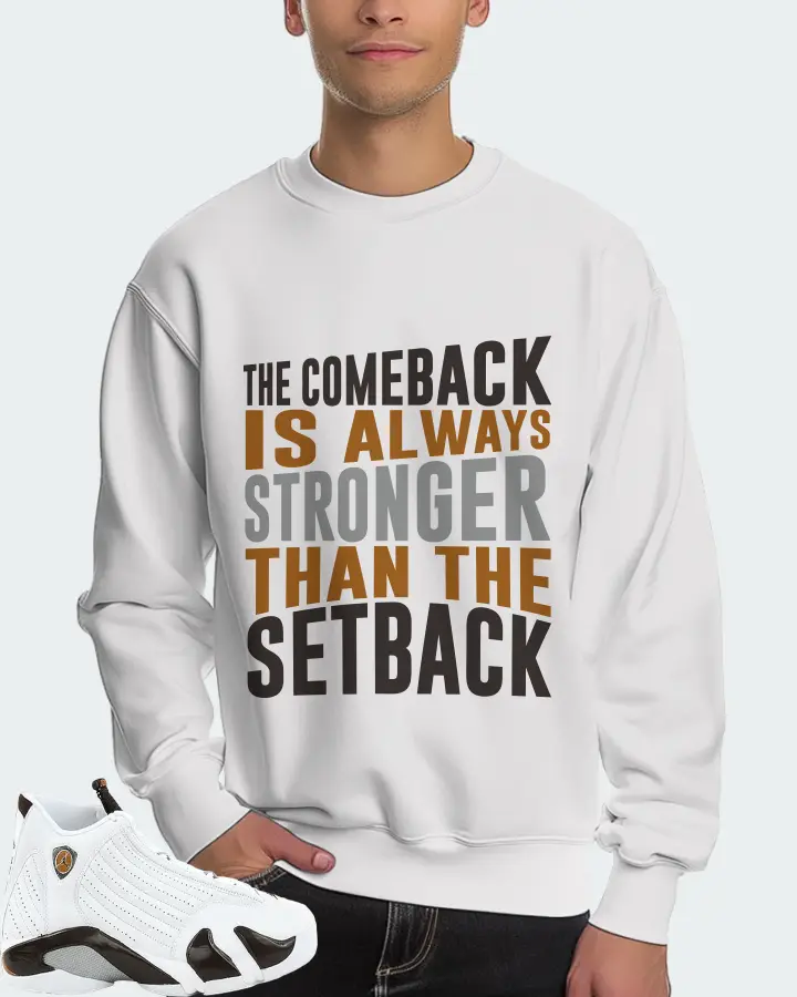 Jordan 14 Retro Sneaker Matching White Sweatshirt (The Comeback) - View 4