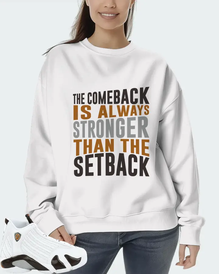 Jordan 14 Retro Sneaker Matching White Sweatshirt (The Comeback) - View 5
