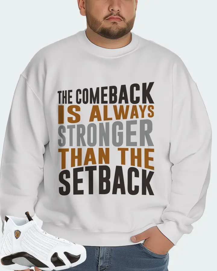 Jordan 14 Retro Sneaker Matching White Sweatshirt (The Comeback) - View 6
