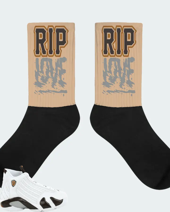 Jordan 14 Retro Sneaker Matching Cream Socks (RIP Love) - View 1