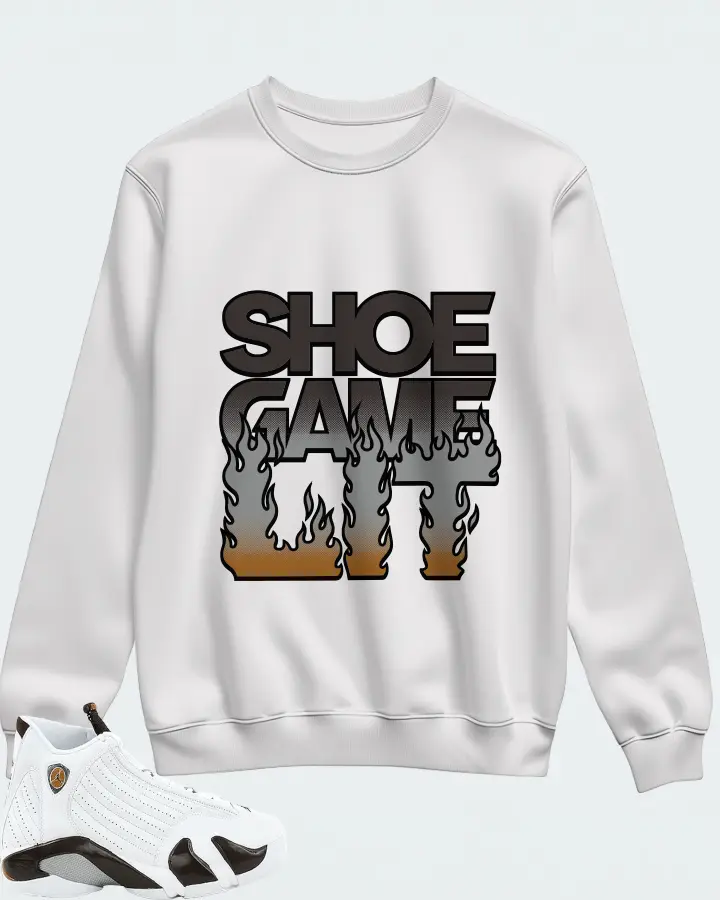 Jordan 14 Retro Sneaker Matching White Sweatshirt - Shoe Game Lit Refreshed