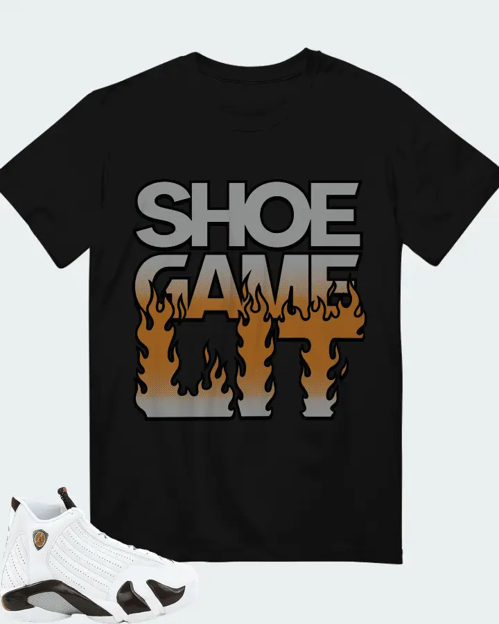 Jordan 14 Retro Sneaker Matching Black T-Shirt - Shoe Game Lit Refreshed