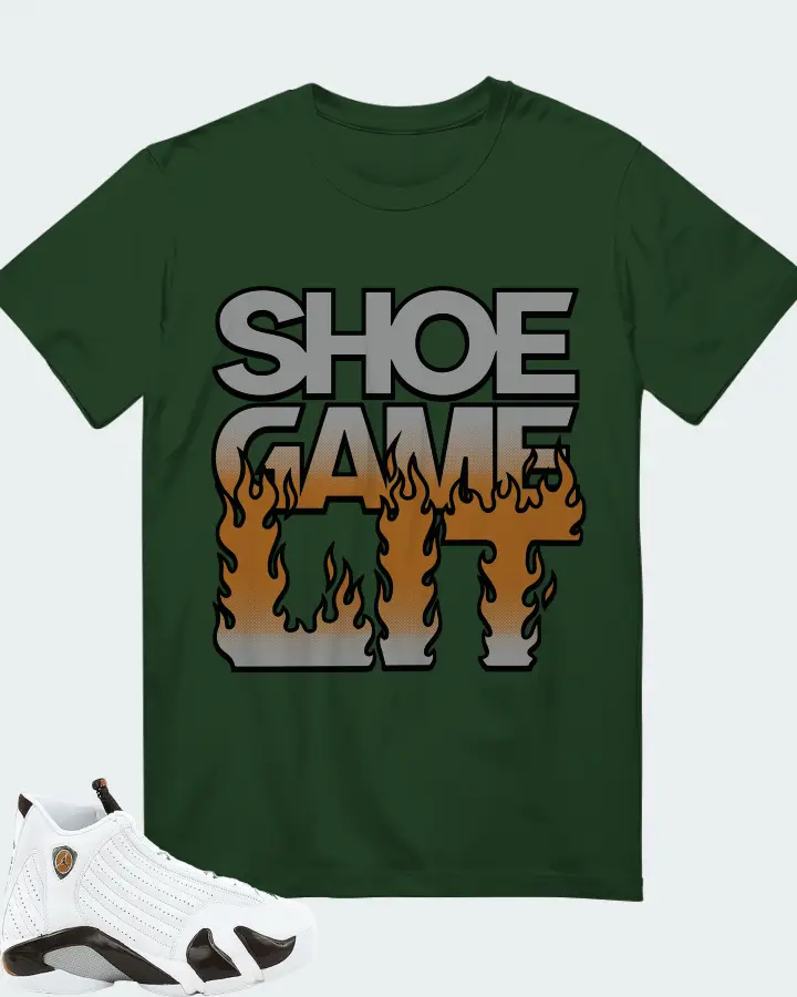 Jordan 14 Retro Sneaker Matching Forest T-Shirt - Shoe Game Lit Refreshed