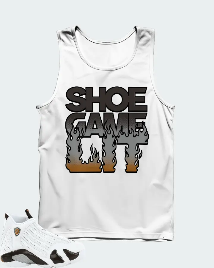 Jordan 14 Retro Sneaker Matching White Tank Top - Shoe Game Lit Refreshed