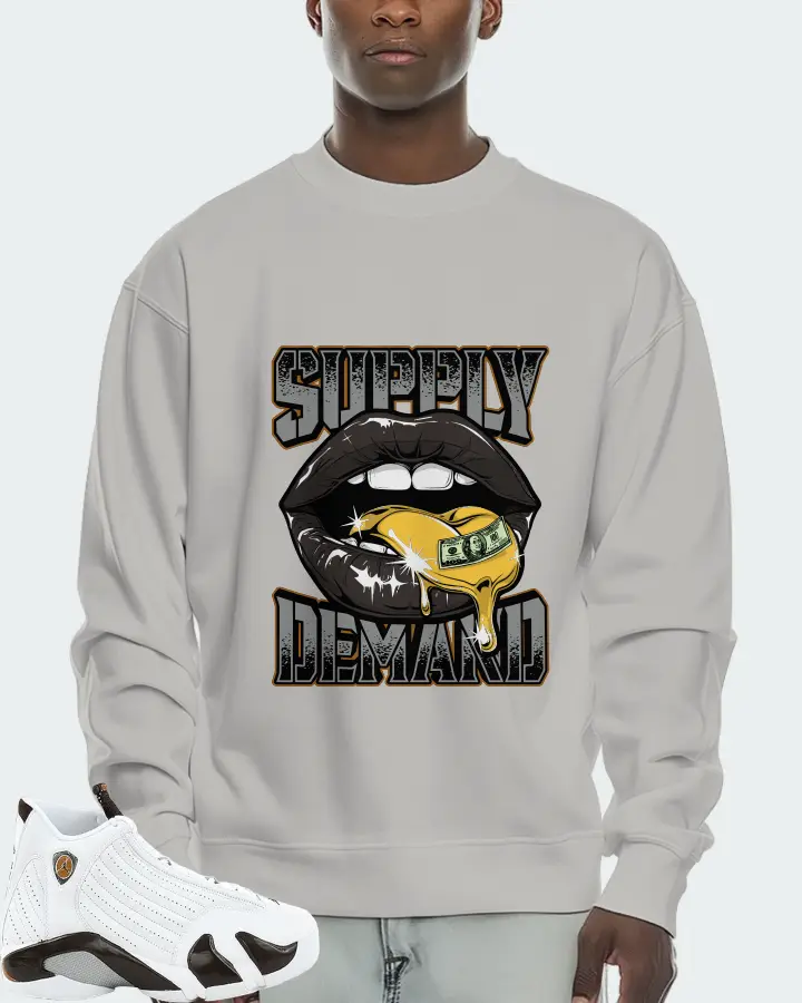 Jordan 14 Retro Sneaker Matching Grey Sweatshirt (Supply Demand) - View 2