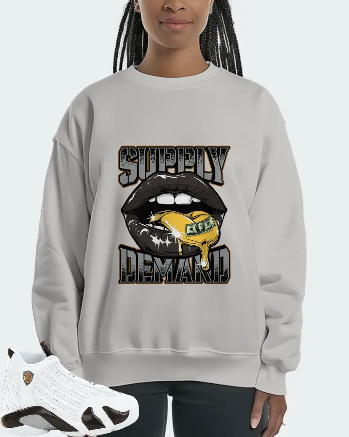 Jordan 14 Retro Sneaker Matching Grey Sweatshirt (Supply Demand) - View 3