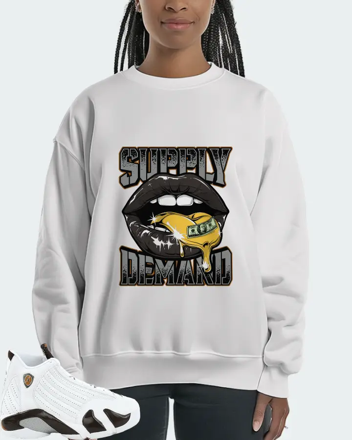 Jordan 14 Retro Sneaker Matching White Sweatshirt (Supply Demand) - View 3