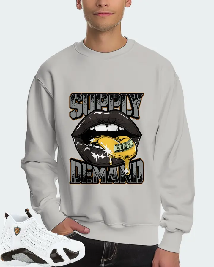 Jordan 14 Retro Sneaker Matching Grey Sweatshirt (Supply Demand) - View 4