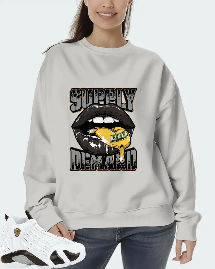 Jordan 14 Retro Sneaker Matching Grey Sweatshirt (Supply Demand) - View 5