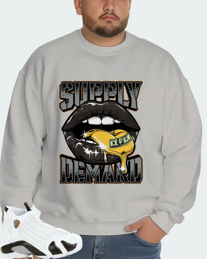Jordan 14 Retro Sneaker Matching Grey Sweatshirt (Supply Demand) - View 6