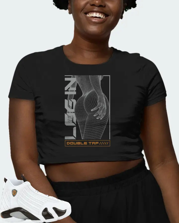 Jordan 14 Retro Sneaker Matching Black Crop Top (LOGIN) - View 3