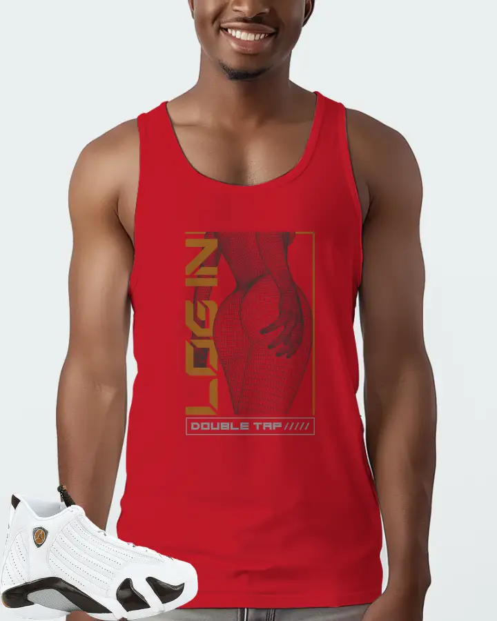 Jordan 14 Retro Sneaker Matching Red Tank Top (LOGIN) - View 2