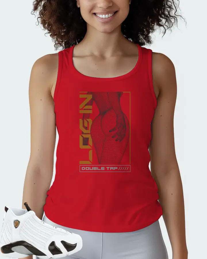 Jordan 14 Retro Sneaker Matching Red Tank Top (LOGIN) - View 3