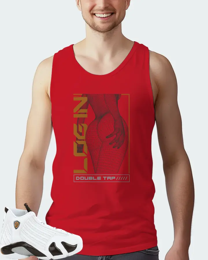 Jordan 14 Retro Sneaker Matching Red Tank Top (LOGIN) - View 4