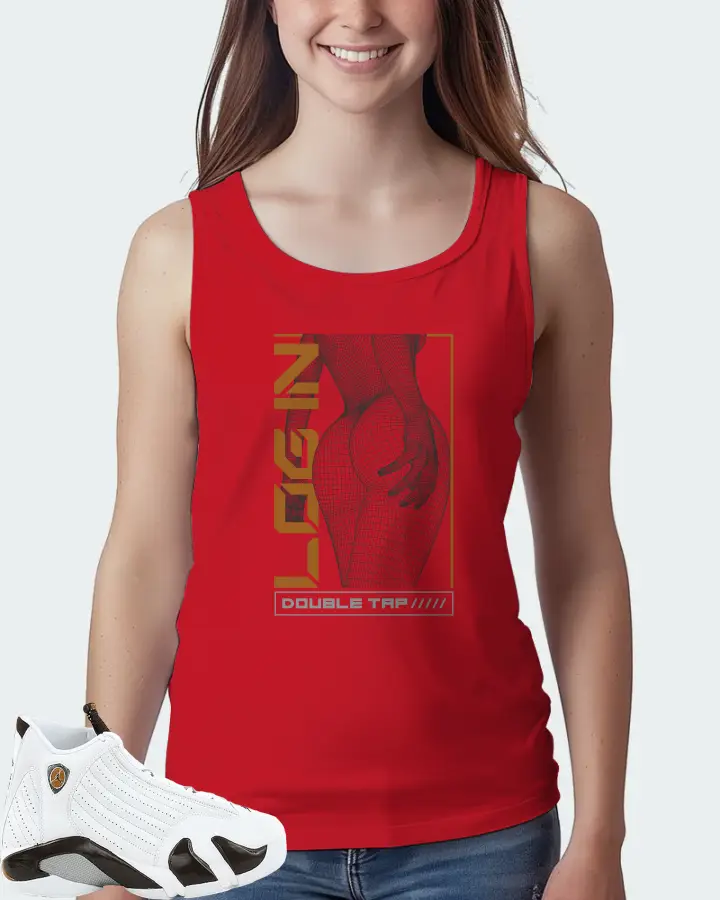 Jordan 14 Retro Sneaker Matching Red Tank Top (LOGIN) - View 5