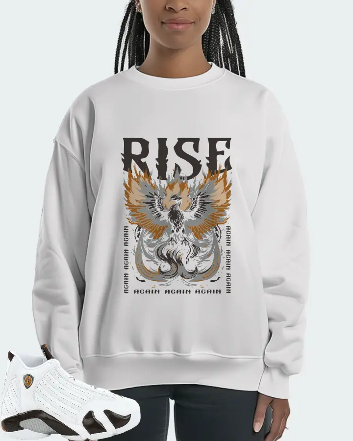 Jordan 14 Retro Sneaker Matching White Sweatshirt (RISE) - View 3